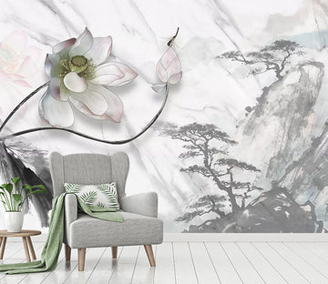 3D Dragonfly Lotus WC664 Wall Murals