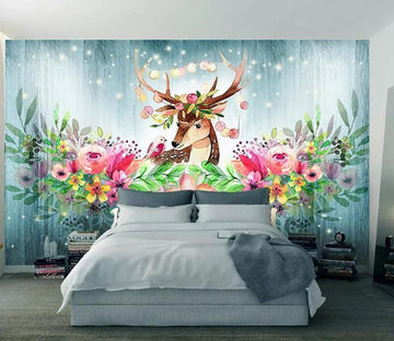 3D Elk Flower 1069 Wall Murals Wallpaper AJ Wallpaper 2 