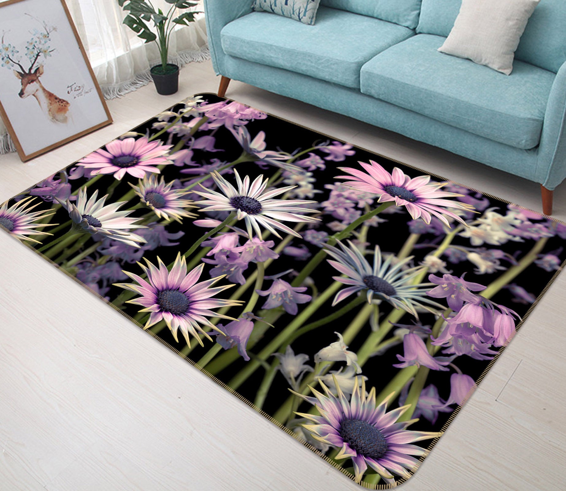 3D Flower Bush 83199 Assaf Frank Rug Non Slip Rug Mat