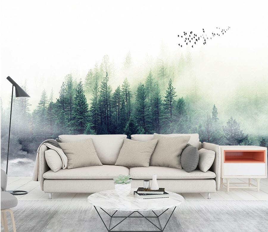 3D Foggy Forest WG029 Wall Murals Wallpaper AJ Wallpaper 2 