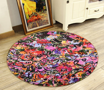 3D Art Graffiti 1393 Misako Chida Rug Round Non Slip Rug Mat