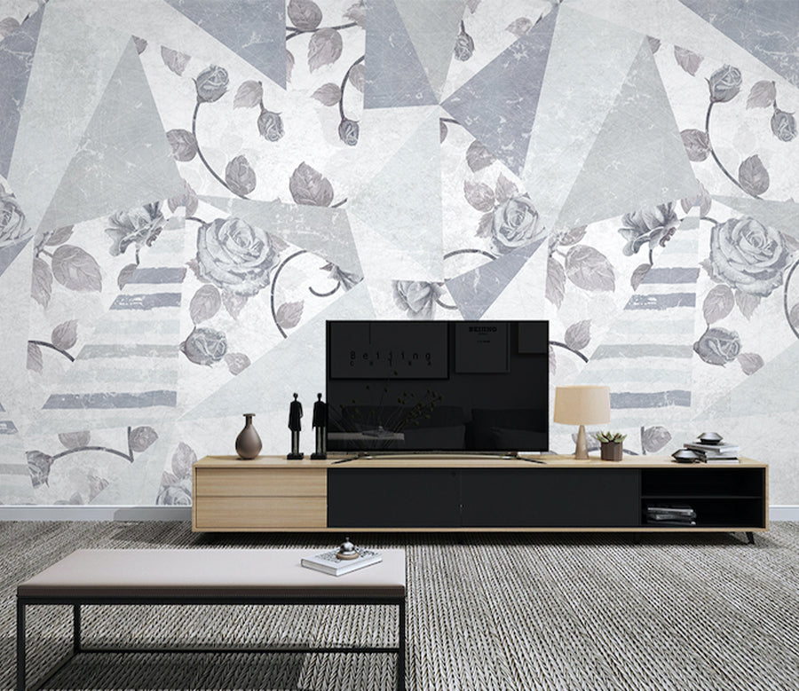 3D Gray Rose WG271 Wall Murals