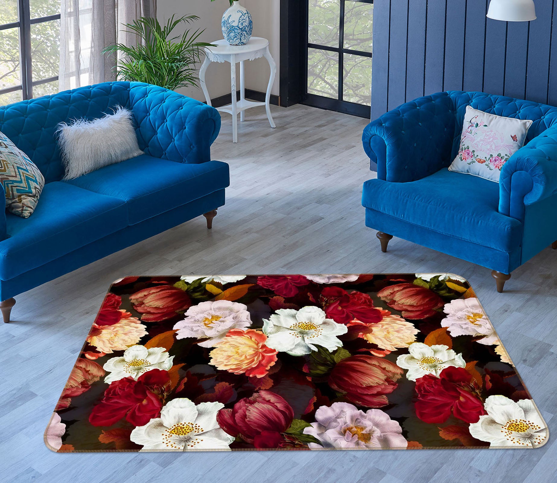 3D Flowers Bloom 145 Uta Naumann Rug Non Slip Rug Mat