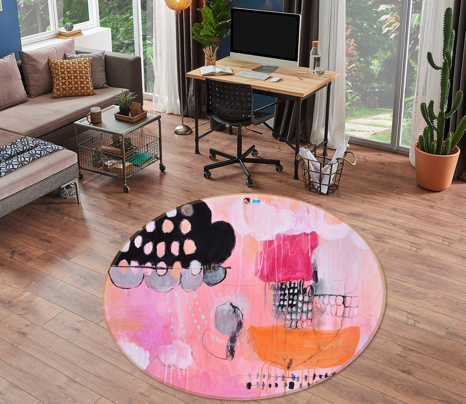 3D Black Cloud 1384 Misako Chida Rug Round Non Slip Rug Mat