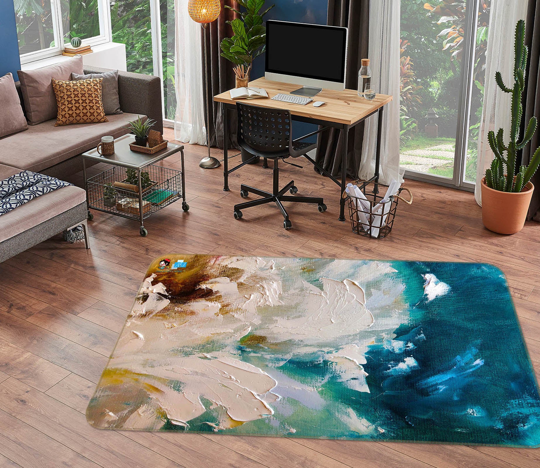 3D Blue Oil Painting 3844 Skromova Marina Rug Non Slip Rug Mat