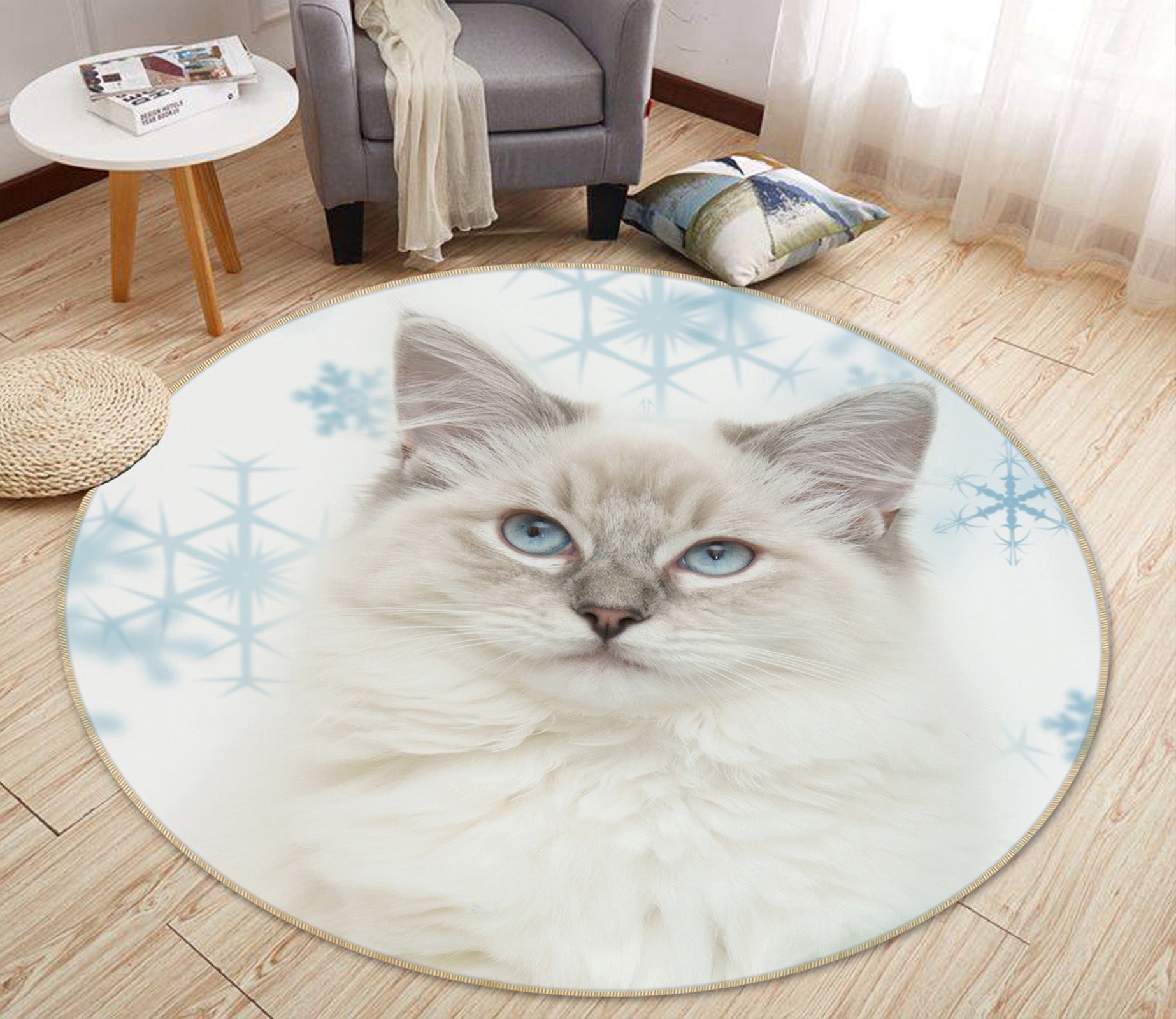 3D Cat 82011 Animal Round Non Slip Rug Mat