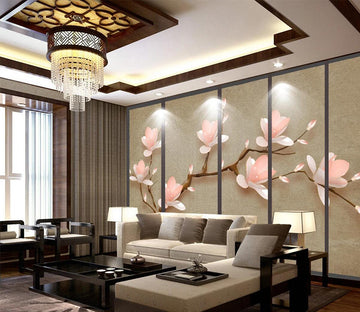 3D Pink Jade Flower WC370 Wall Murals