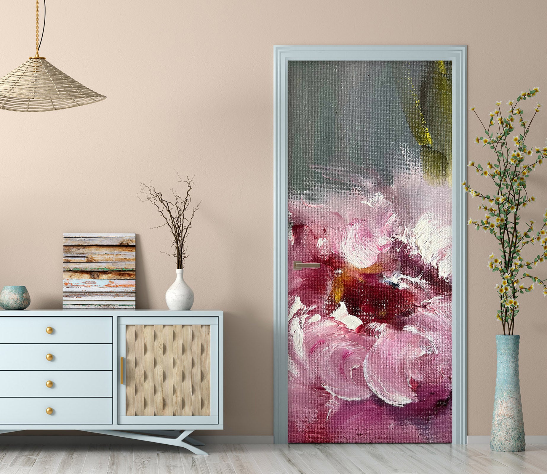 3D Red Flowers 3268 Skromova Marina Door Mural