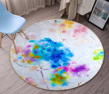 3D Watercolor Flowers 900 Skromova Marina Rug Round Non Slip Rug Mat