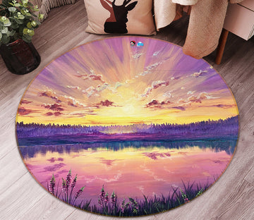 3D Lake Surface Sunrise 18143 Marina Zotova Rug Round Non Slip Rug Mat