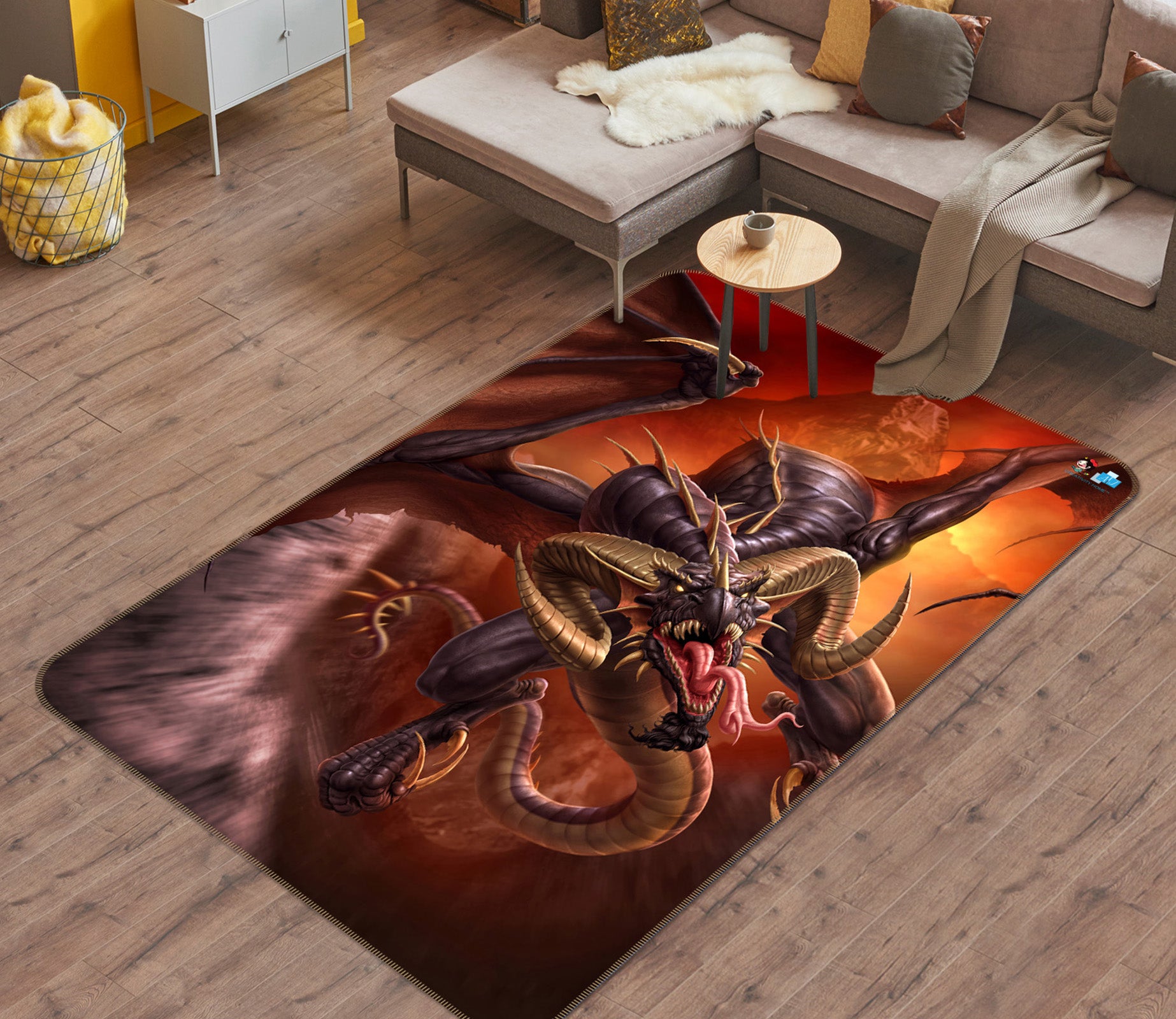 3D Dragon 4123 Tom Wood Rug Non Slip Rug Mat