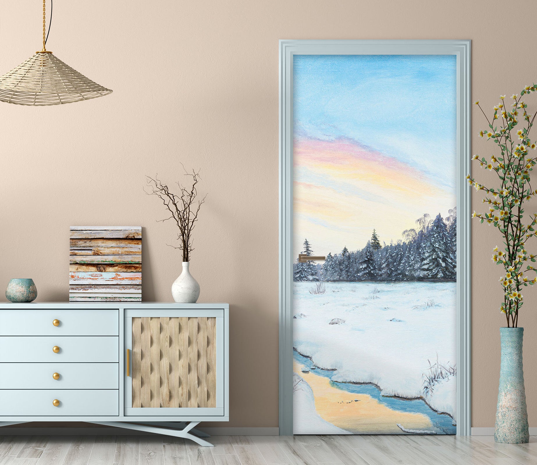 3D Snow Trees 9449 Marina Zotova Door Mural