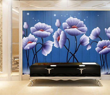 3D Blue Flower WC300 Wall Murals