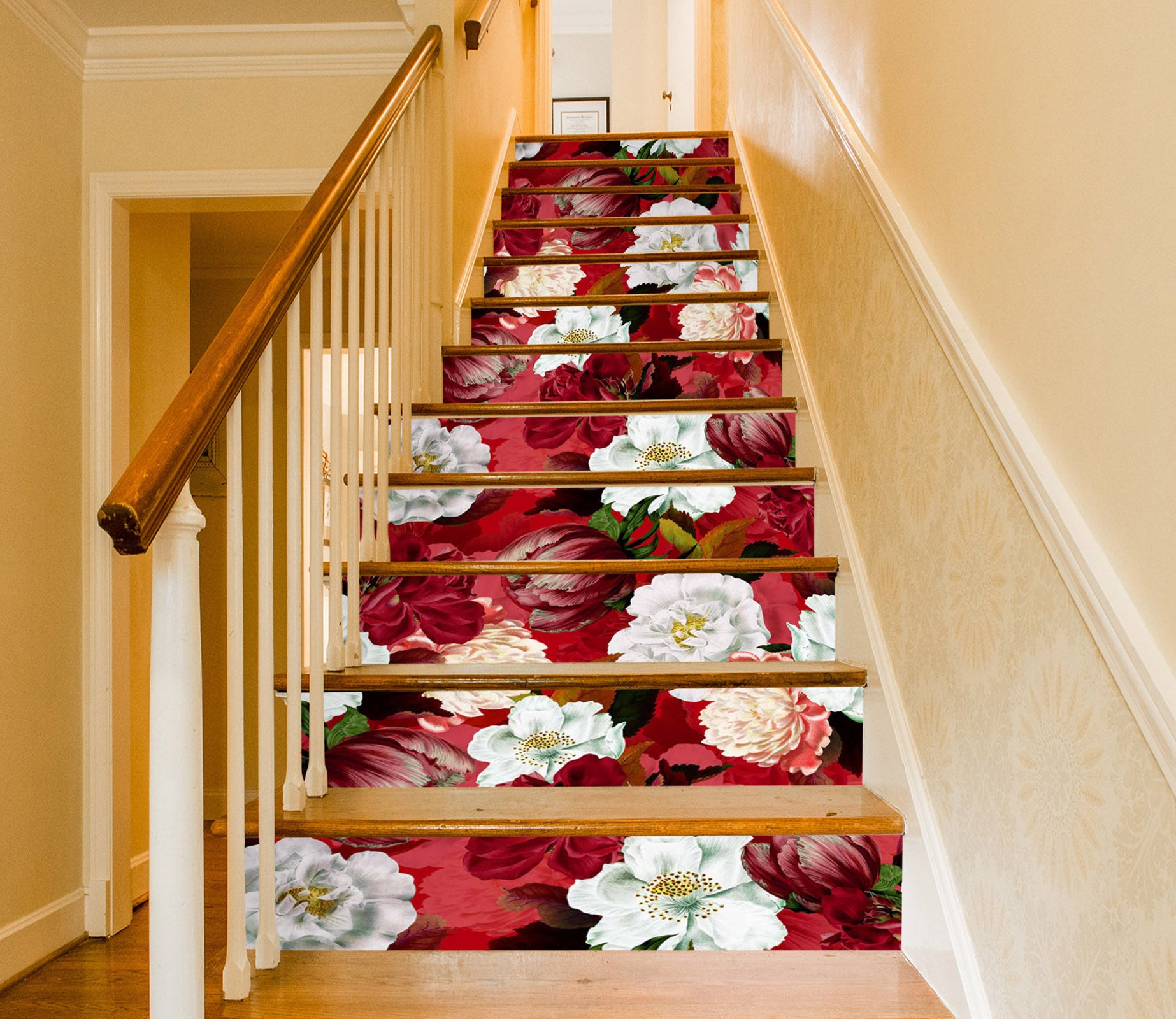 3D Red White Flowers 10430 Uta Naumann Stair Risers