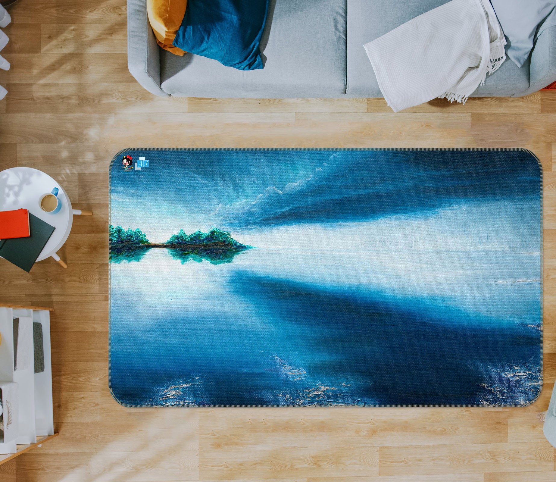 3D Lake Sky 1881 Marina Zotova Rug Non Slip Rug Mat