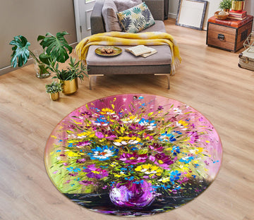 3D Petal Bouquet 771 Skromova Marina Rug Round Non Slip Rug Mat