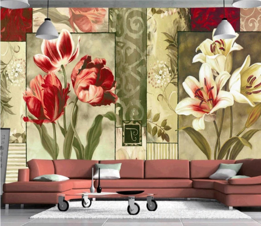 3D Red Lily WC134 Wall Murals