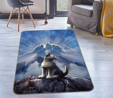 3D Mountains Wolf 83098 Jerry LoFaro Rug Non Slip Rug Mat