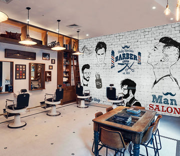 3D Short Hair Style 1476 Barber Shop Wall Murals