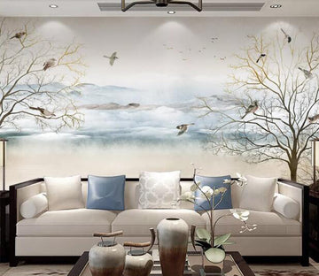 3D Fat Bird Tree WC1481 Wall Murals