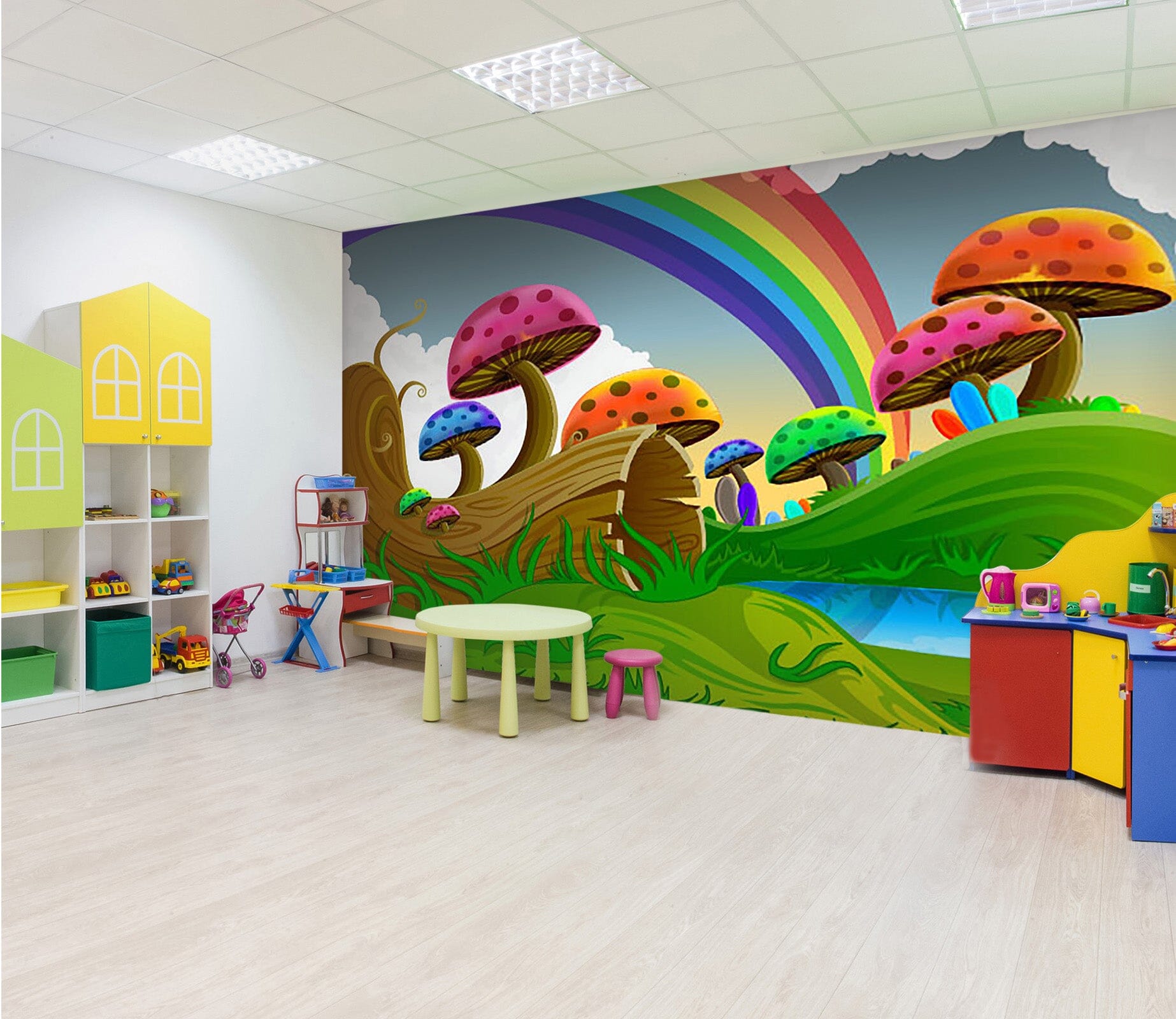 3D Rainbow Mushroom 043 Wall Murals Wallpaper AJ Wallpaper 2 