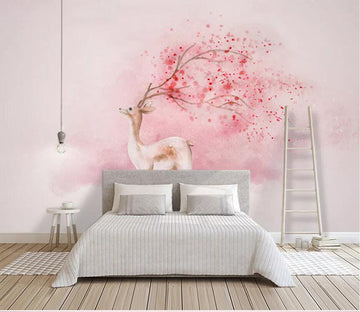 3D Pink Antler 1841 Wall Murals Wallpaper AJ Wallpaper 2 