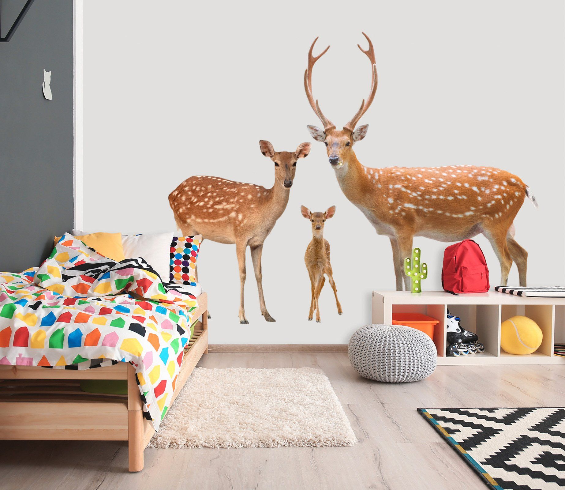 3D Sika Deer Family 114 Animals Wall Stickers Wallpaper AJ Wallpaper 