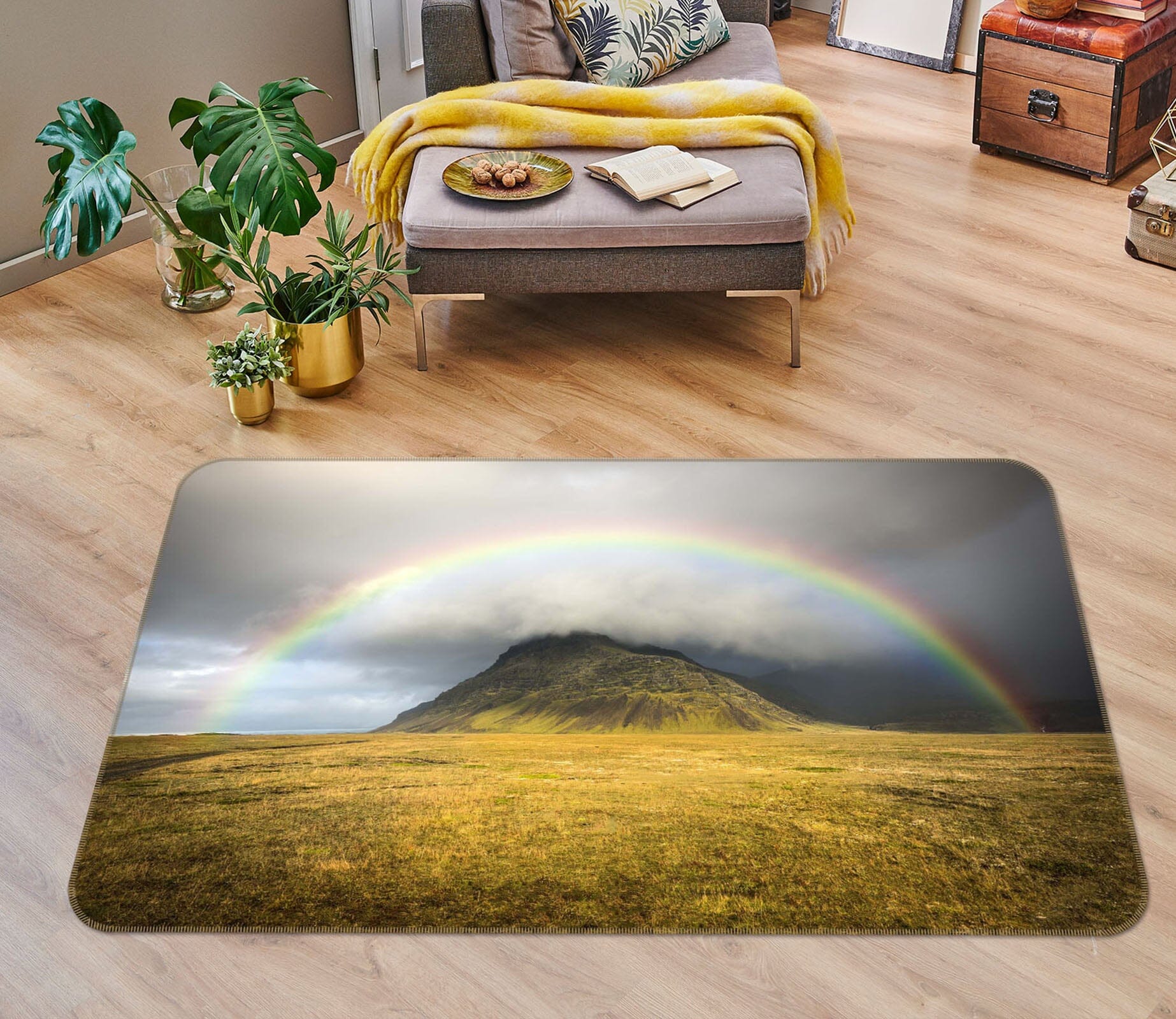 3D Prairie Rainbow 1105 Marco Carmassi Rug Non Slip Rug Mat Mat AJ Creativity Home 