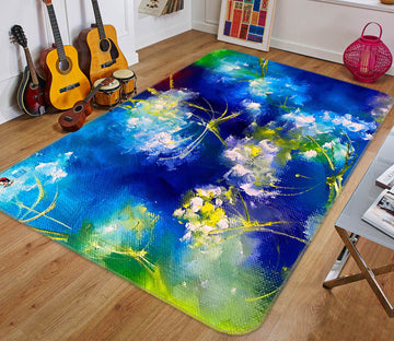 3D Blue Flower 1251 Skromova Marina Rug Non Slip Rug Mat