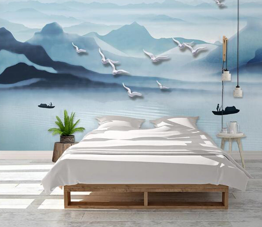 3D Pigeon Lake WC1519 Wall Murals