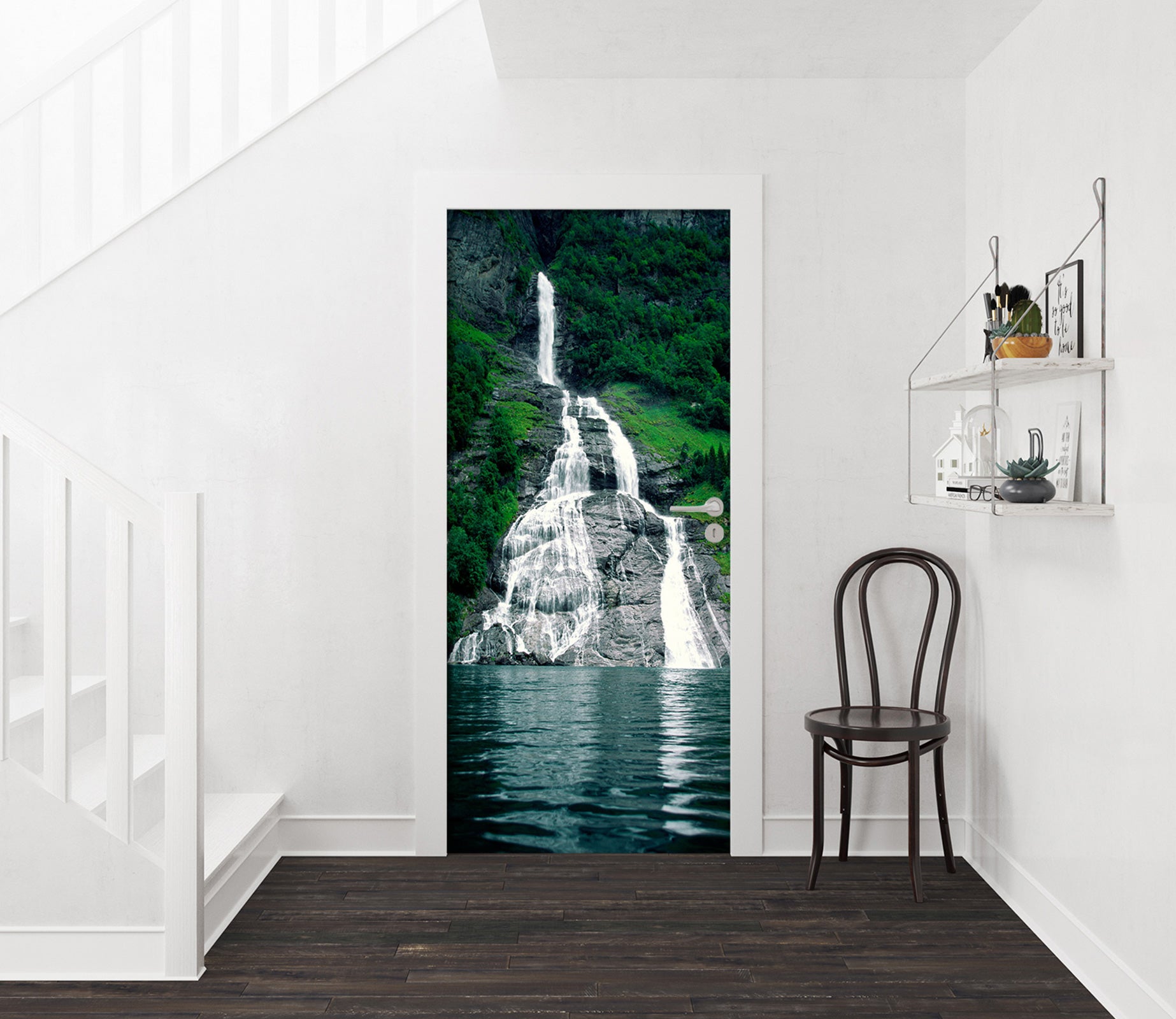 3D Waterfall Lake 23054 Door Mural