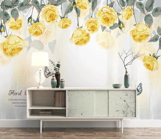 3D Yellow Rose 1465 Wall Murals Wallpaper AJ Wallpaper 2 