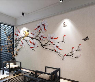 3D Plum Bird WC572 Wall Murals