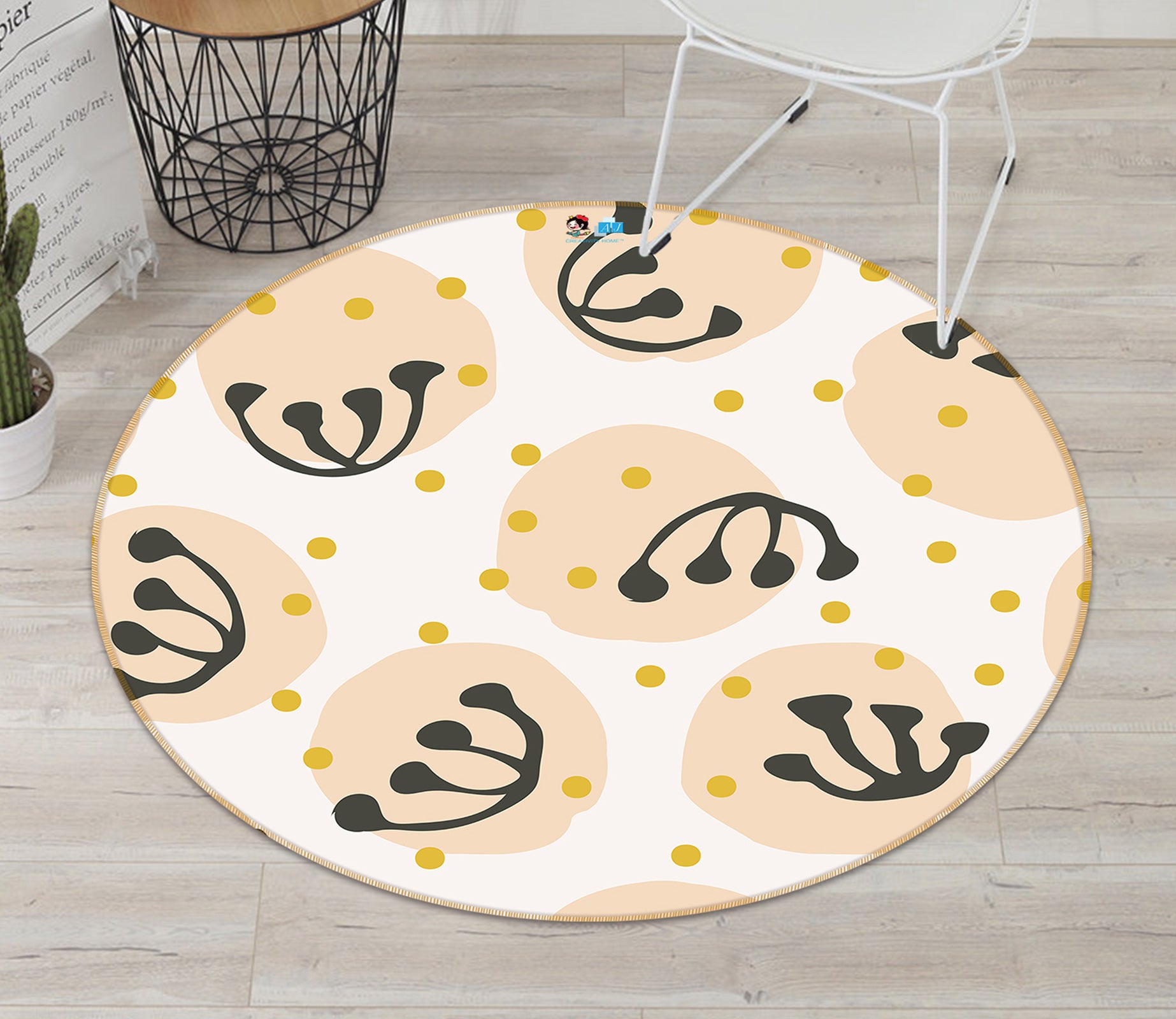 3D Polka Dot Pattern 10522 Kashmira Jayaprakash Rug Round Non Slip Rug Mat