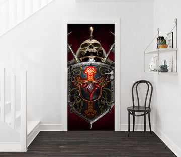 3D Skeleton Shield 640 Tom Wood Door Mural