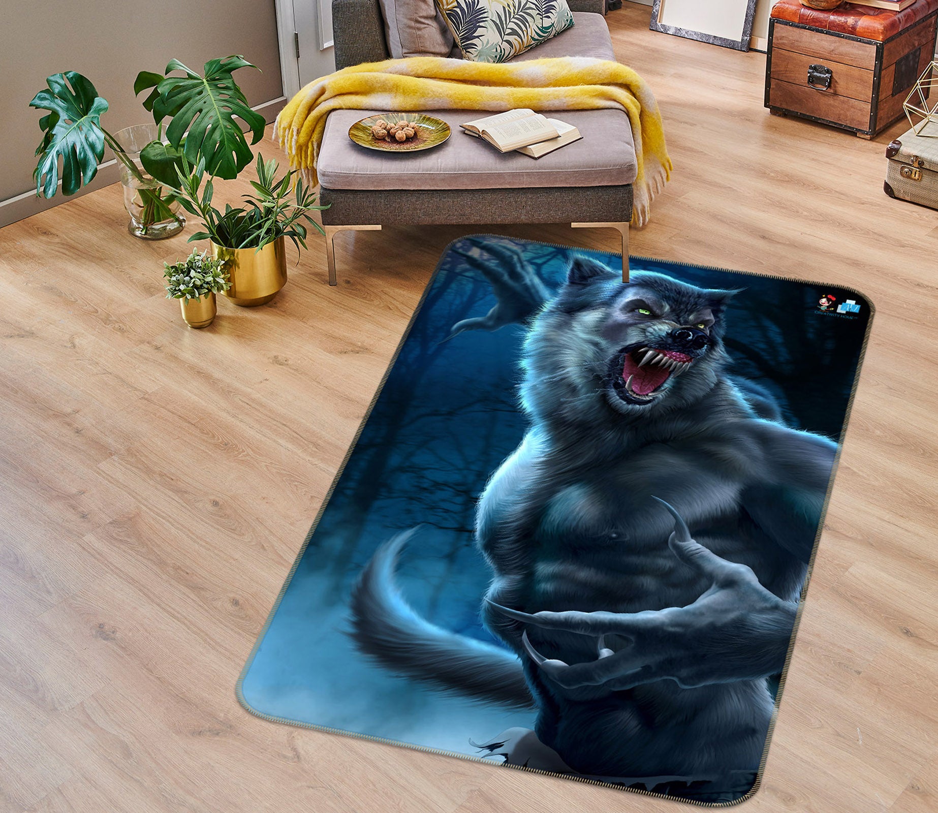 3D Werewolf 4125 Tom Wood Rug Non Slip Rug Mat