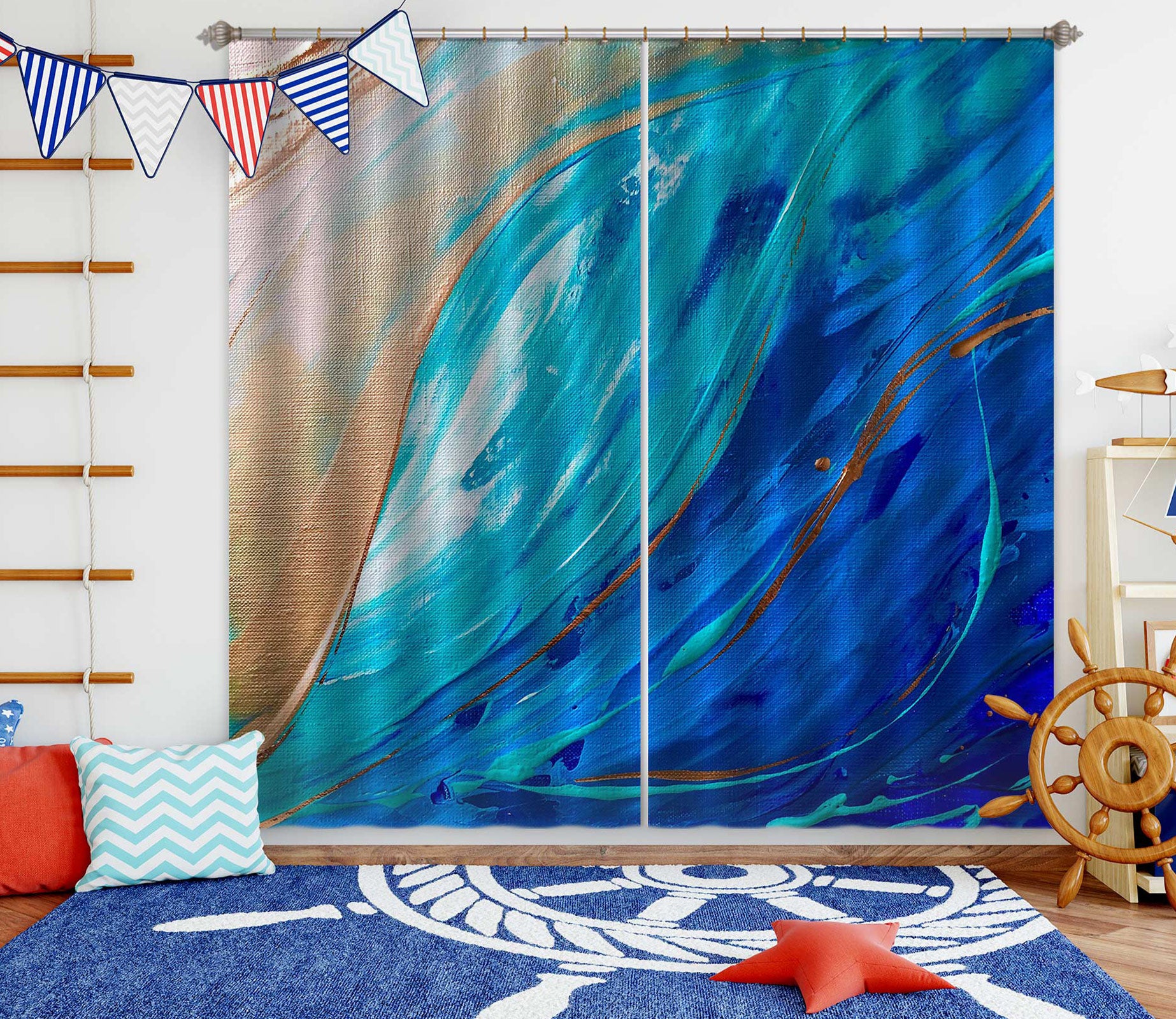 3D Blue Painting 344 Skromova Marina Curtain Curtains Drapes