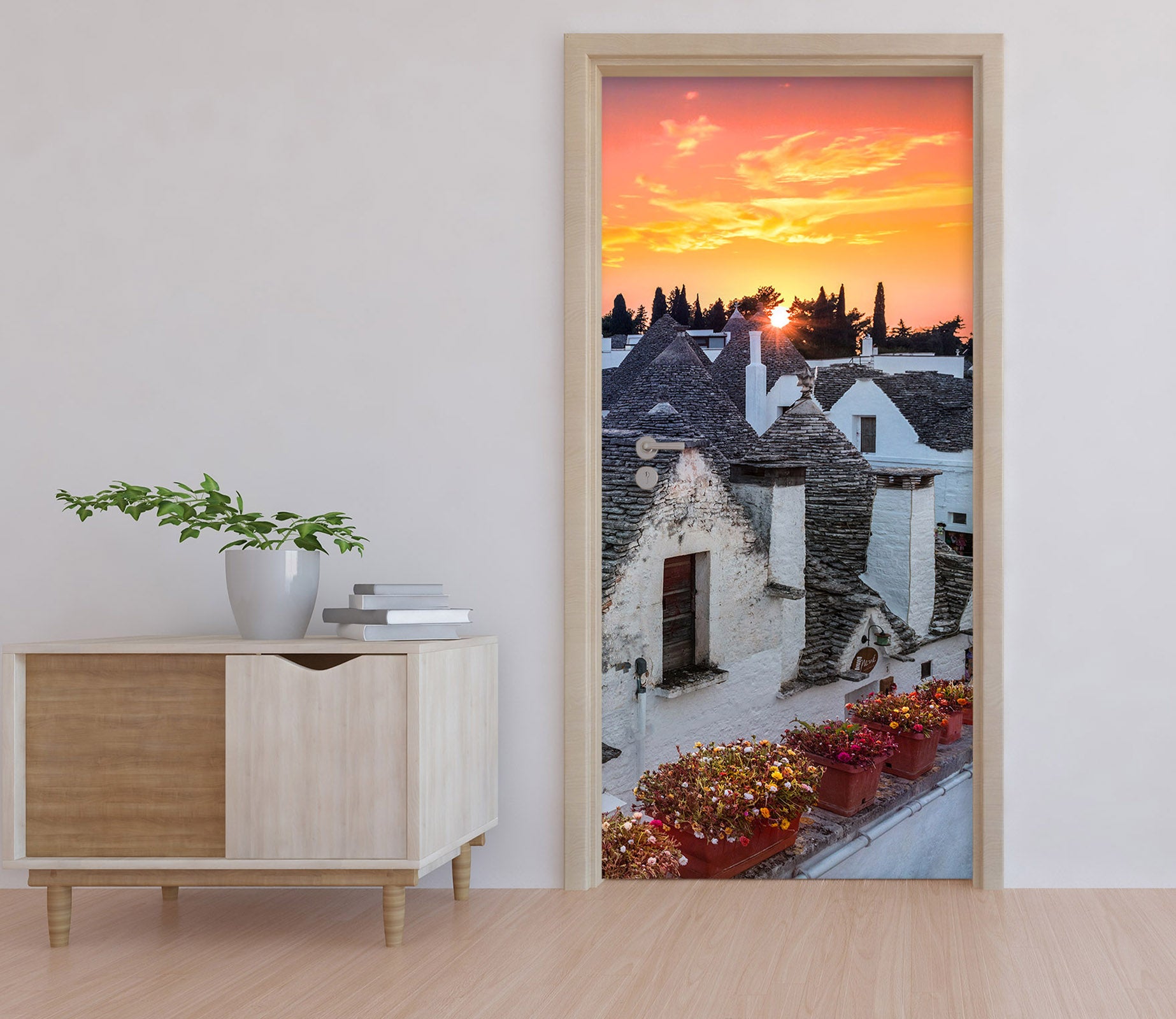 3D Sunset Stone Brick House 11983 Marco Carmassi Door Mural