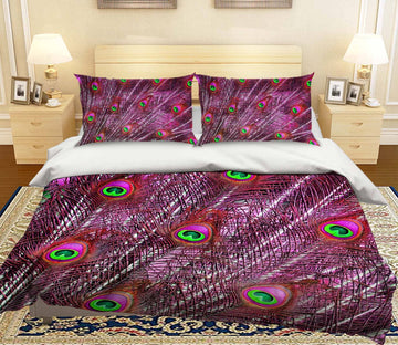 3D Peacock Feather 1921 Bed Pillowcases Quilt Quiet Covers AJ Creativity Home 