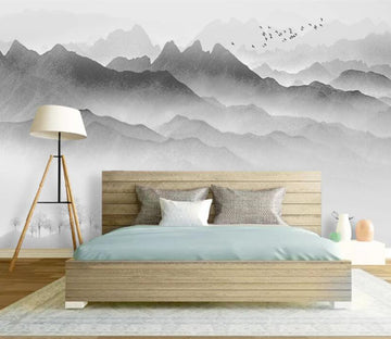 3D Gray Mountain WC2442 Wall Murals