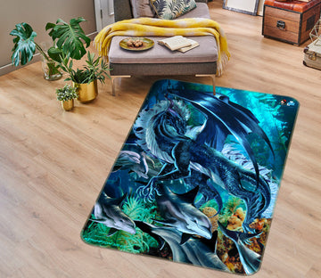 3D Blue Dragon 8226 Ruth Thompson Rug Non Slip Rug Mat