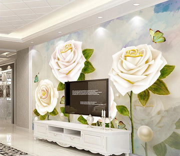 3D Rose Butterfly WC566 Wall Murals