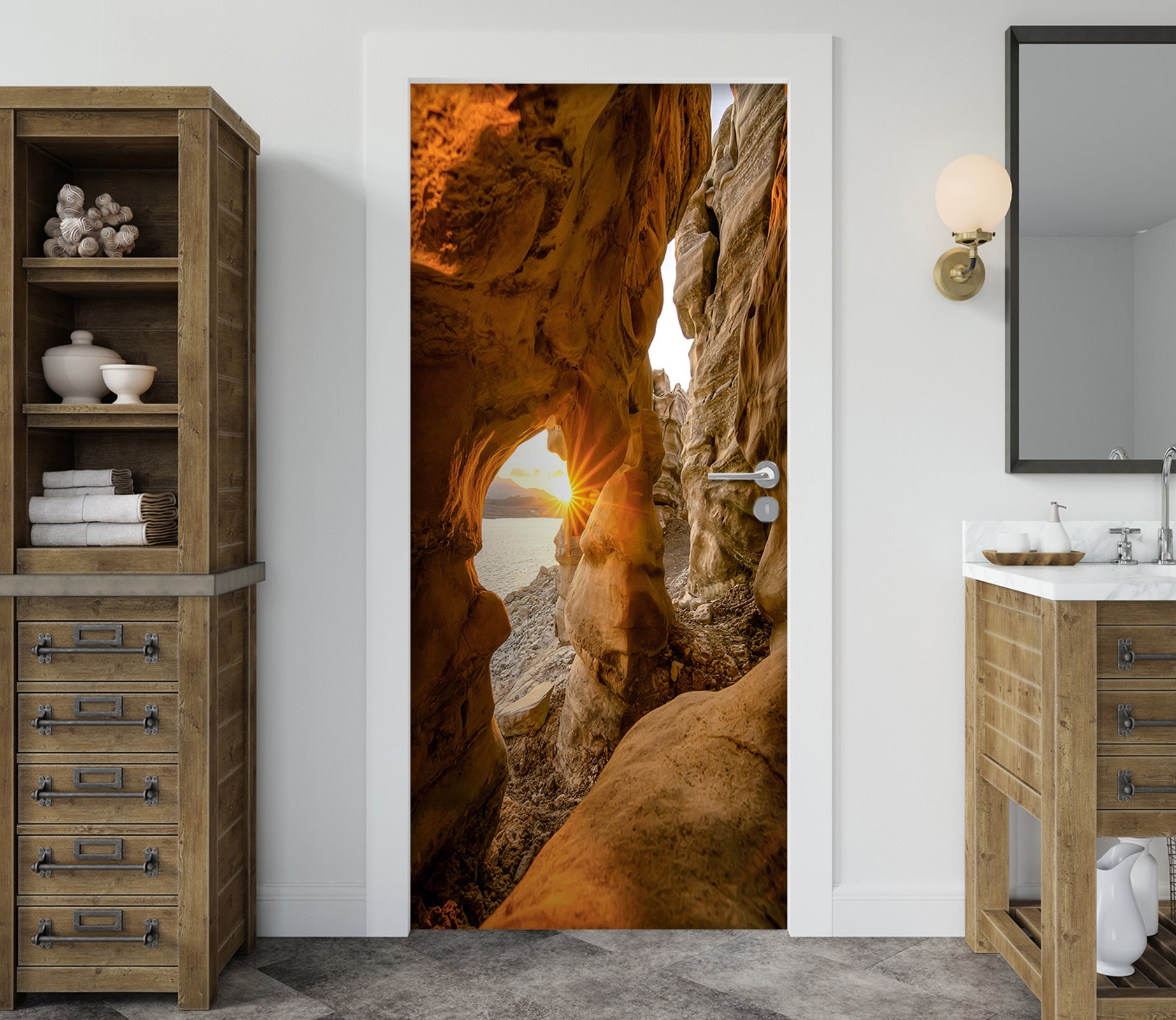 3D Stone Cave 25119 Door Mural