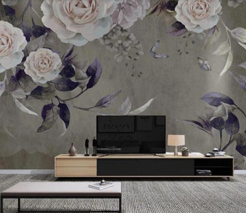 3D Purple Leaf Peony WC2110 Wall Murals