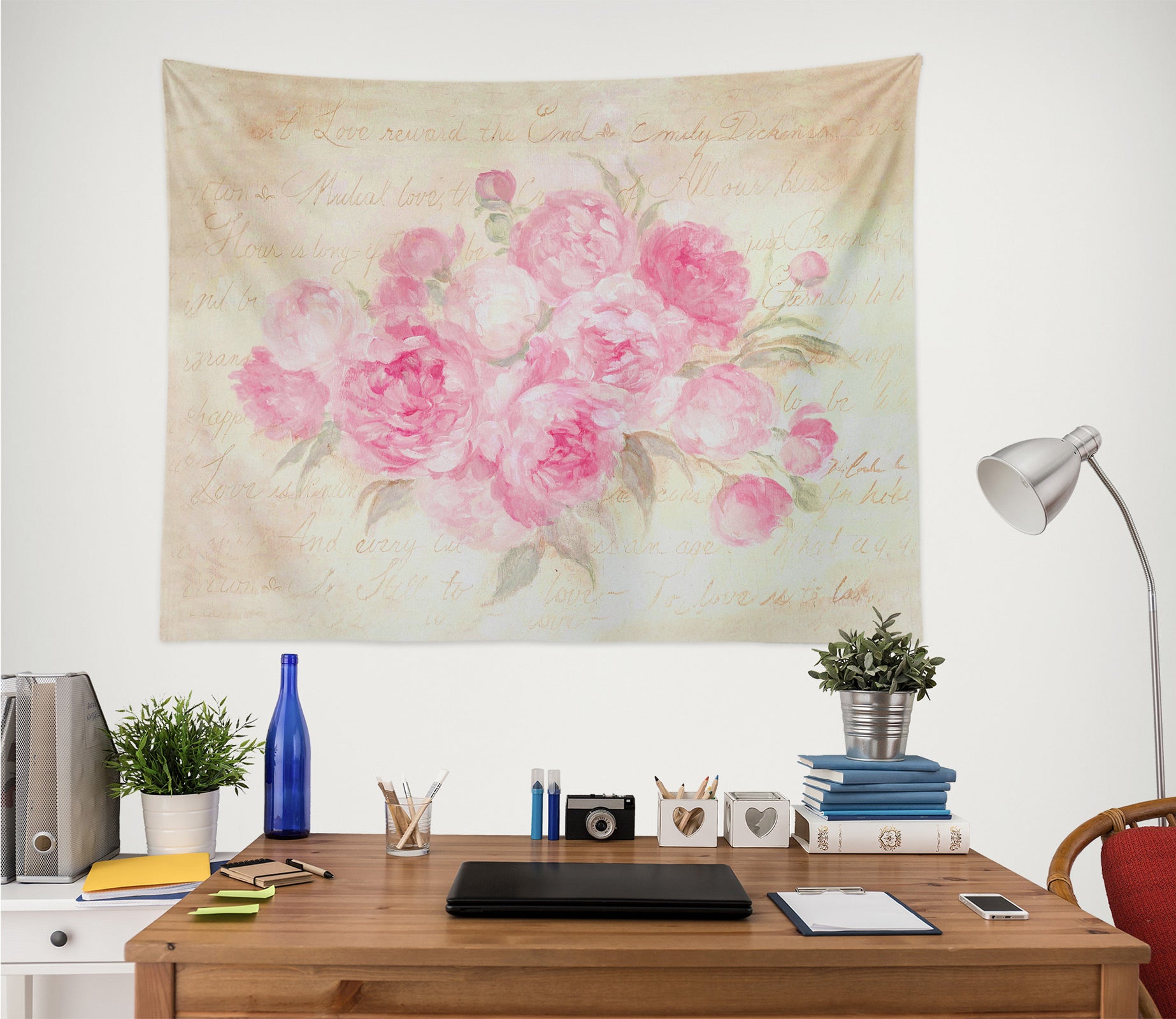 3D Flowers Pink 111183 Debi Coules Tapestry Hanging Cloth Hang