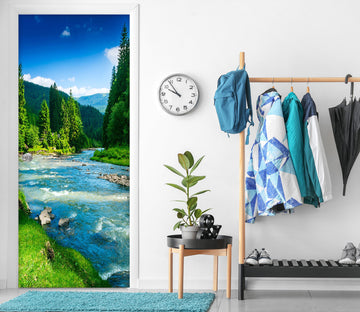 3D Green Mountains Green Waters 24057 Door Mural