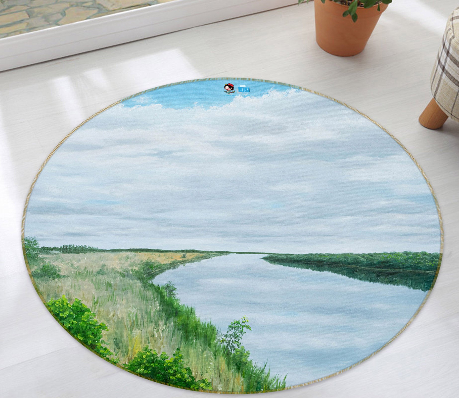 3D River Meadow 18154 Marina Zotova Rug Round Non Slip Rug Mat