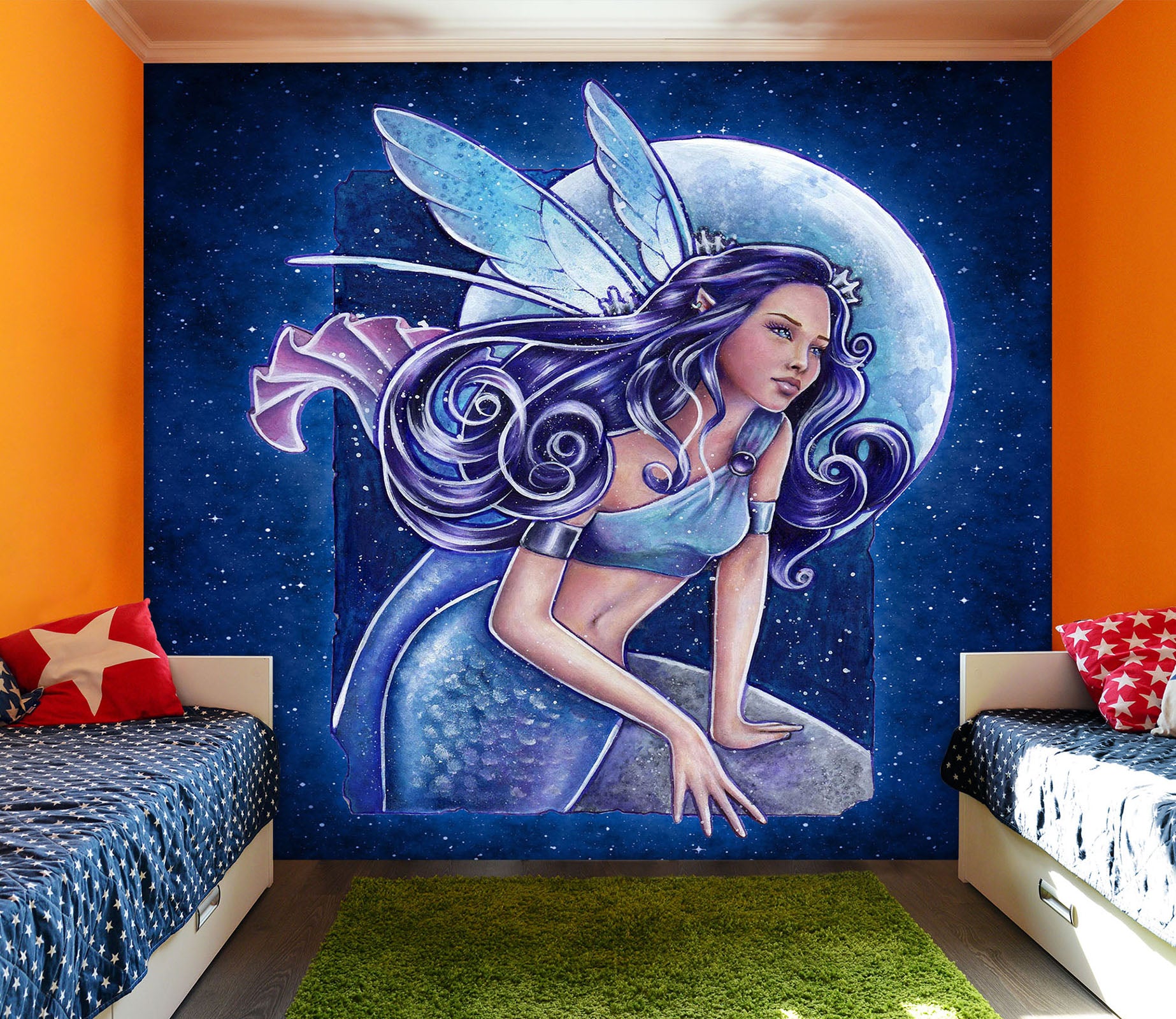 3D Moon Mermaid 8754 Brigid Ashwood Wall Mural Wall Murals