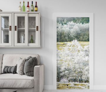 3D White Tree Forest 187 Door Mural