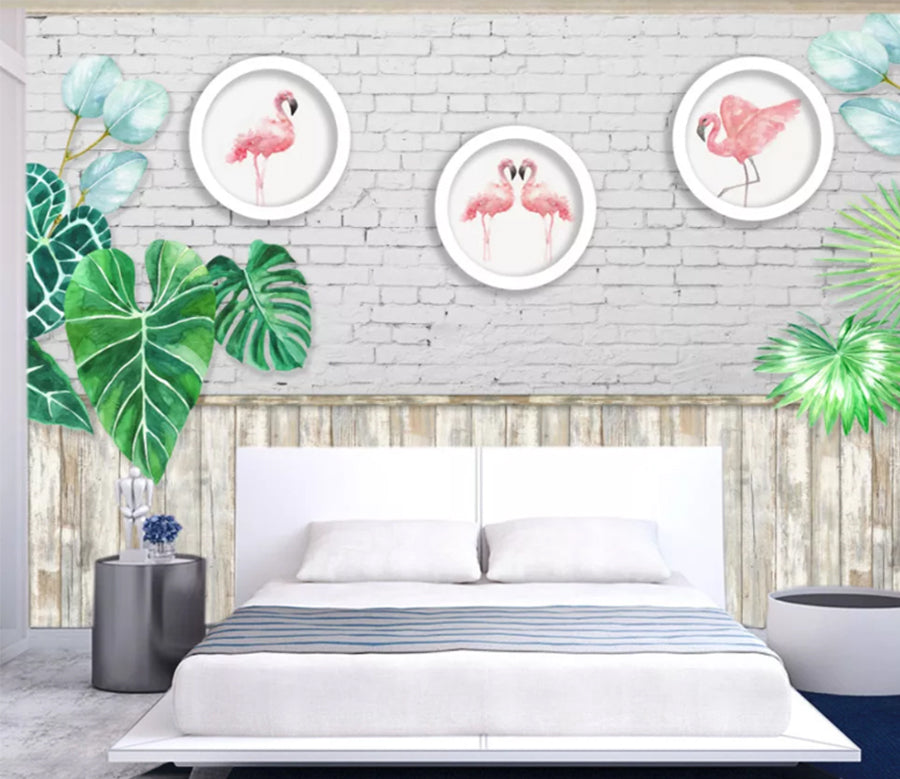 3D Flamingo Plate WC967 Wall Murals